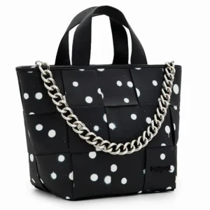 DESIGUAL – Bolso Desigual Shopper Mediano Negro Lunares 24SAXP60