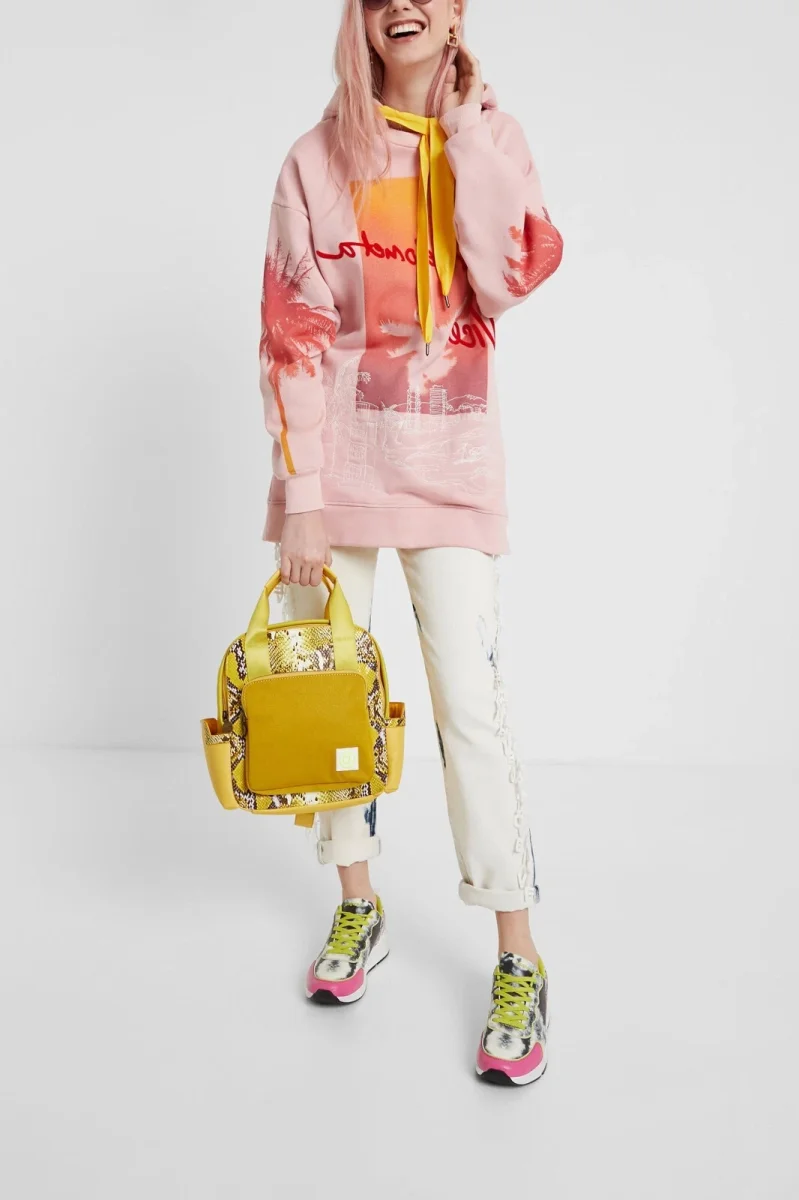 DESIGUAL – Mochila Desigual Amarilla Mini Mujer Animal Print Talisman Randers - Imagen 8