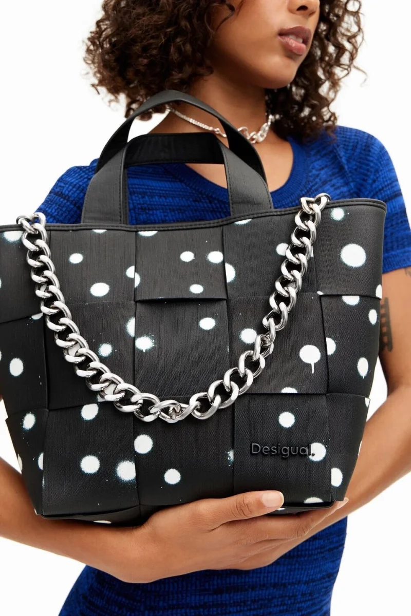 DESIGUAL – Bolso Desigual Shopper Mediano Negro Lunares 24SAXP60 - Imagen 3