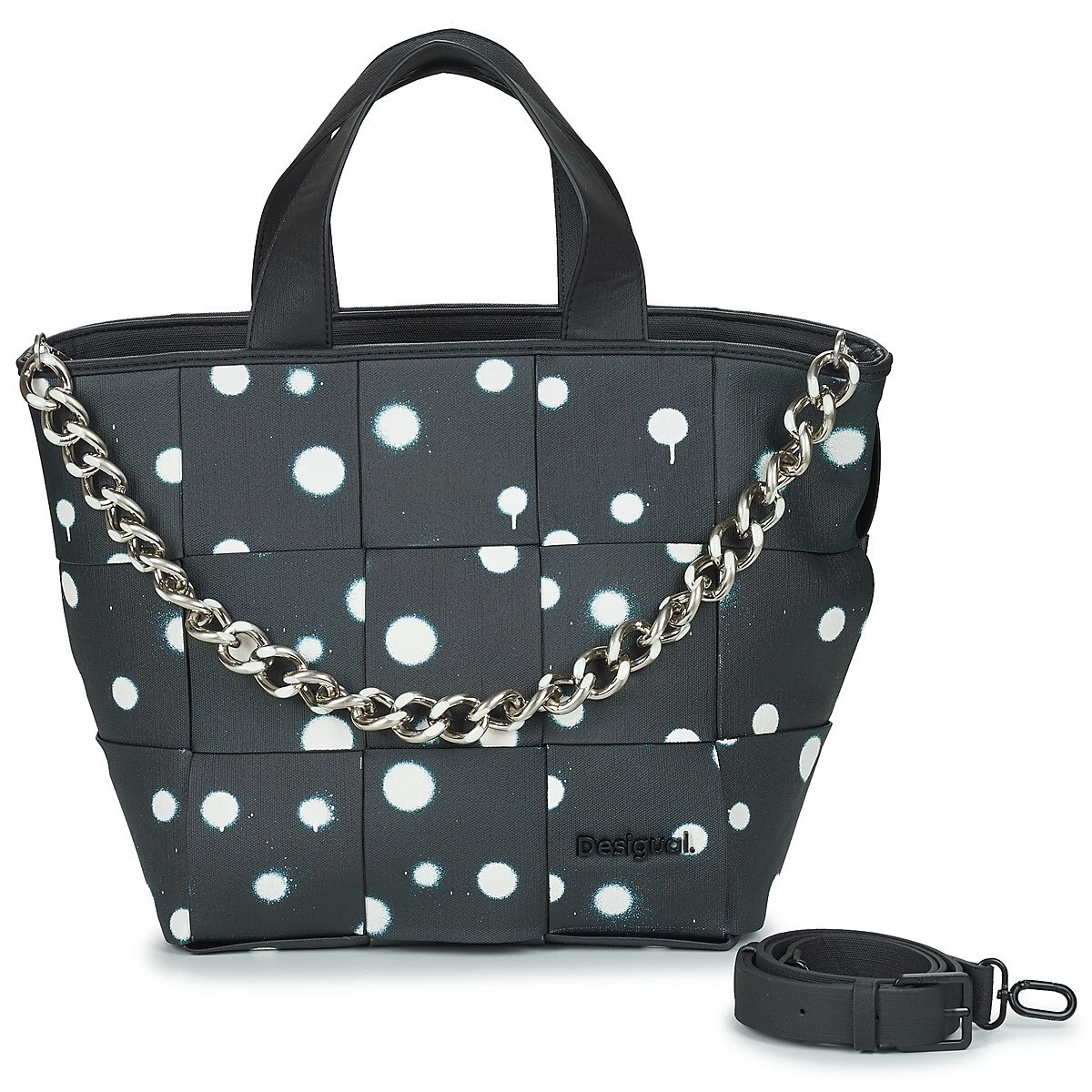 DESIGUAL – Bolso Desigual Shopper Mediano Negro Lunares 24SAXP60 - Imagen 6