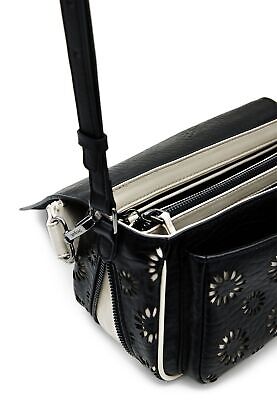 DESIGUAL – Bolso Amorina Tromso Negro Blanco Mujer Bandolera 2.2L Flores Tachuelas - Imagen 8