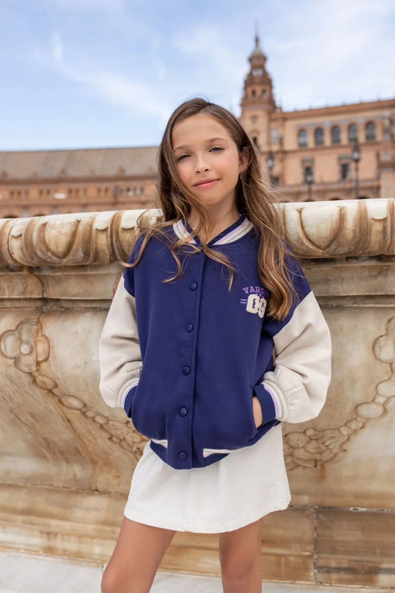 Sudadera abierta de niña azul | Sin capucha - Imagen 2