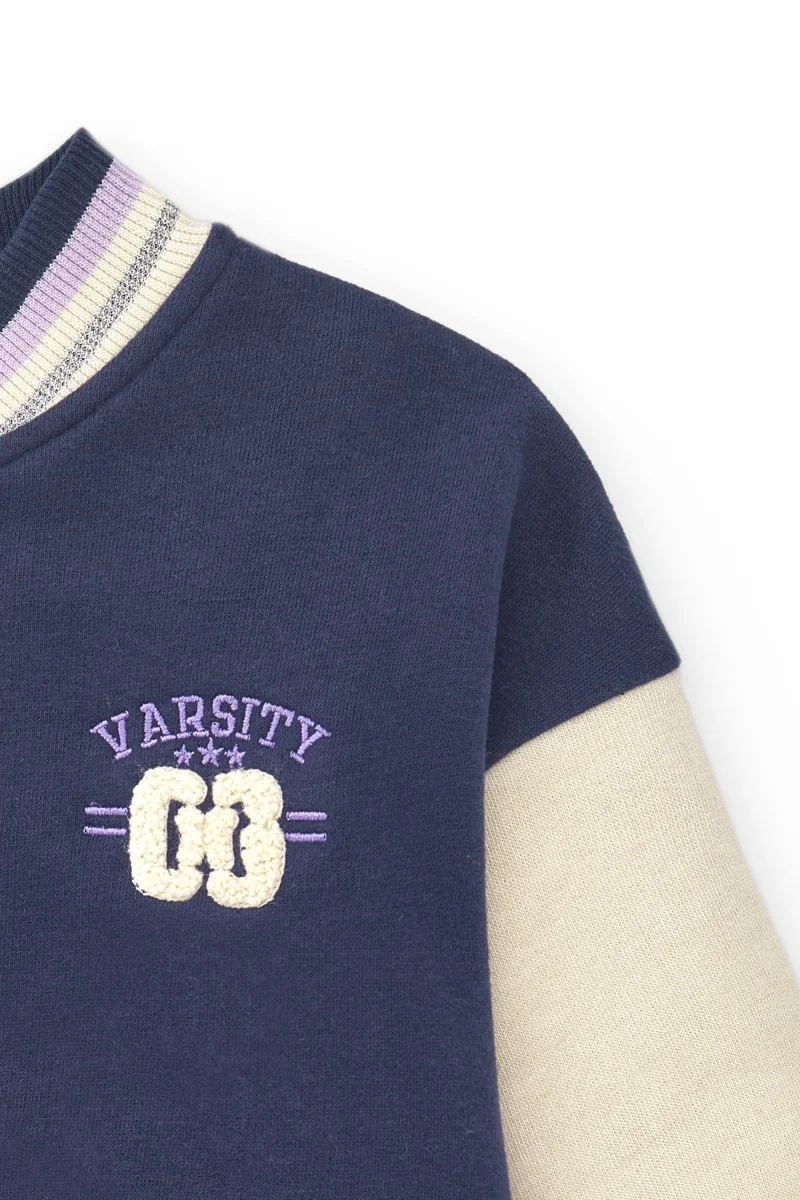 Sudadera abierta de niña azul | Sin capucha - Imagen 7