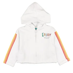 Sudadera abierta de niña blanca con arcoirirs