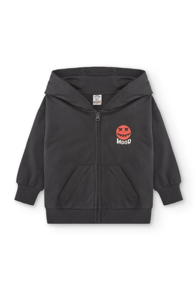 Sudadera niño antracita y diseño calabaza | Con capucha - Imagen 3