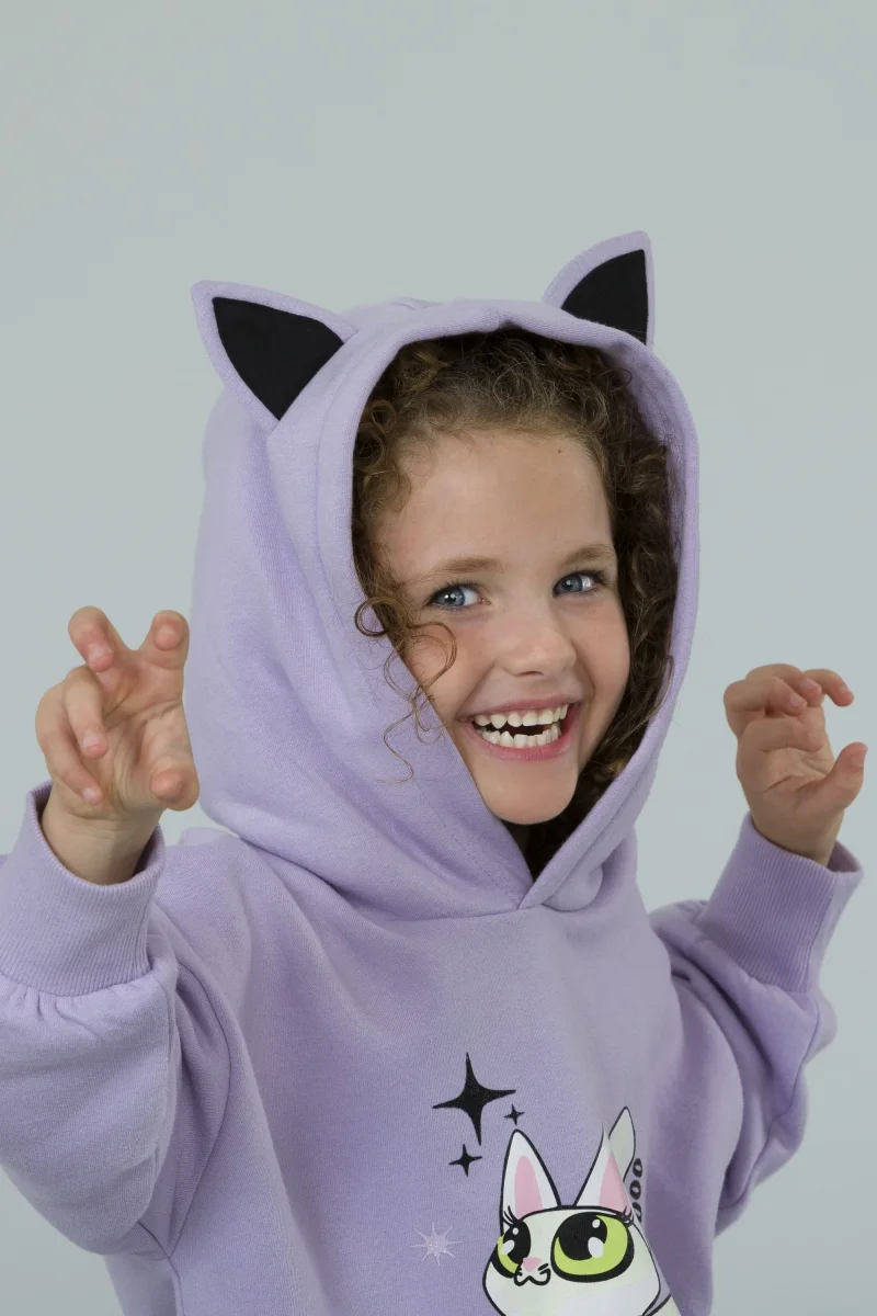 Sudadera de niña en color morado kitty - Imagen 2