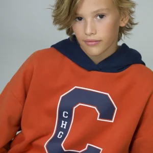 Sudadera con capucha de niño naranja CHG