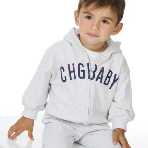 Sudadera de bebé gris con capucha