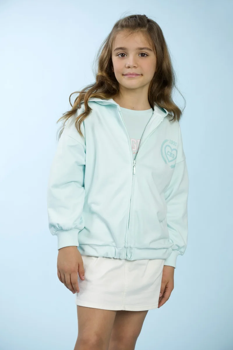 Chaqueta chándal niña aguamarina | Con capucha - Imagen 7