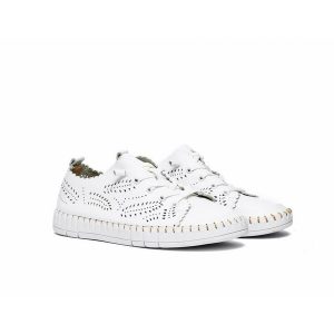 Zapatillas en piel The Happy Monk – Creta blanco