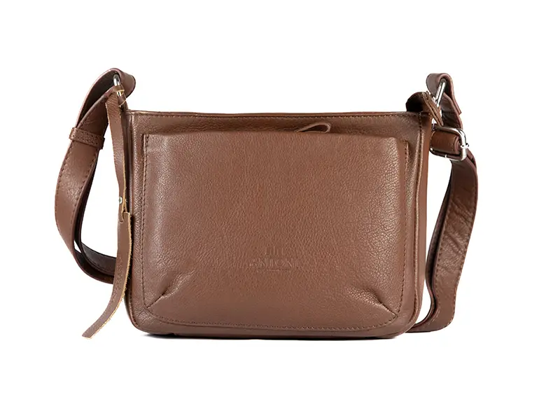 Bolso ANTONI · Bandolera mediana · Piel Bovino · Color Negro, Cuero y Marrón - Imagen 9