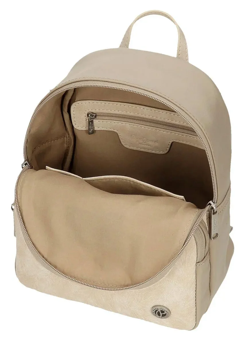 Mochila Pepe Jeans · Mochila pequeña · Coleccion Jana · Color Beige - Imagen 6