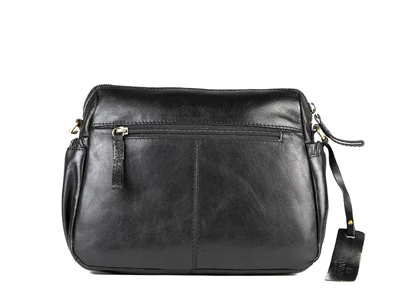 Bolso ANTONI · Bandolera mediana · Piel Bovino · Color Cuero y Negro - Imagen 5