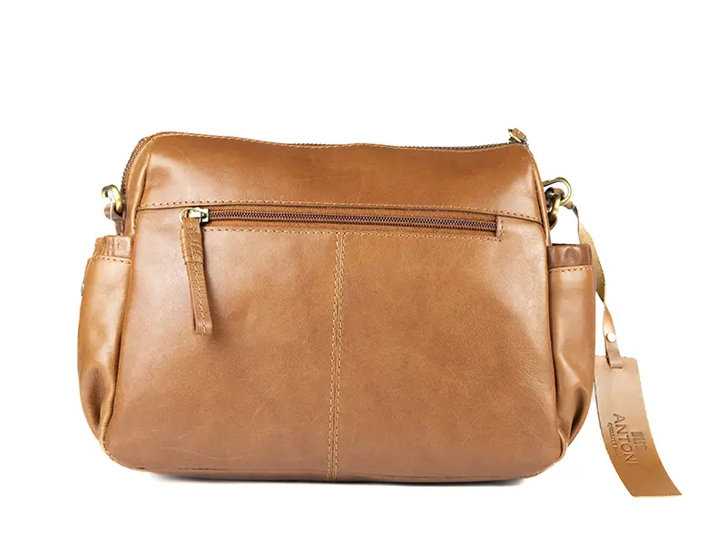 Bolso ANTONI · Bandolera mediana · Piel Bovino · Color Cuero y Negro - Imagen 3