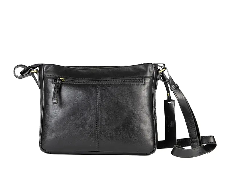 Bolso ANTONI · Bandolera mediana · Piel Bovino · Color Cuero y Negro - Imagen 3