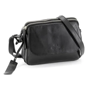 Bolso ANTONI · Bandolera mediana · Piel Bovino · Color Negro y Marrón