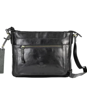 Bolso ANTONI · Bandolera mediana · Piel Bovino · Color Cuero y Negro
