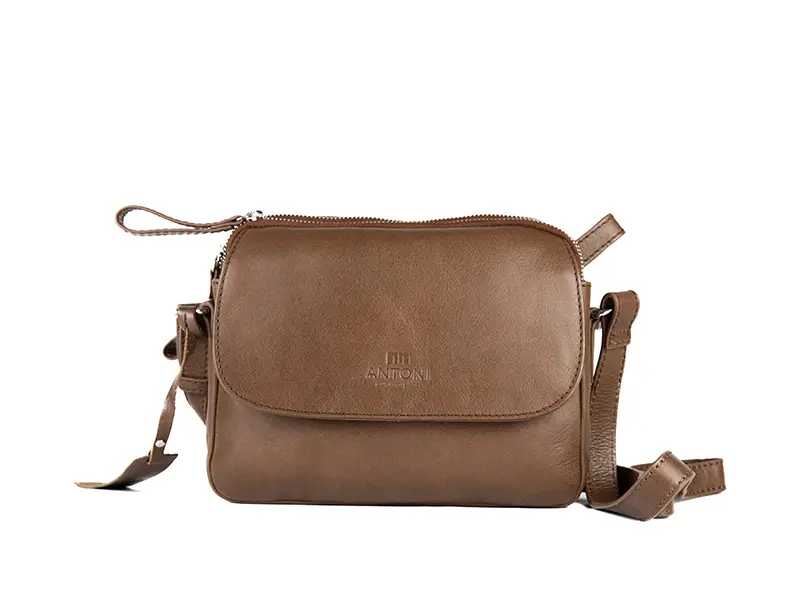 Bolso ANTONI · Bandolera mediana · Piel Bovino · Color Negro y Marrón - Imagen 4