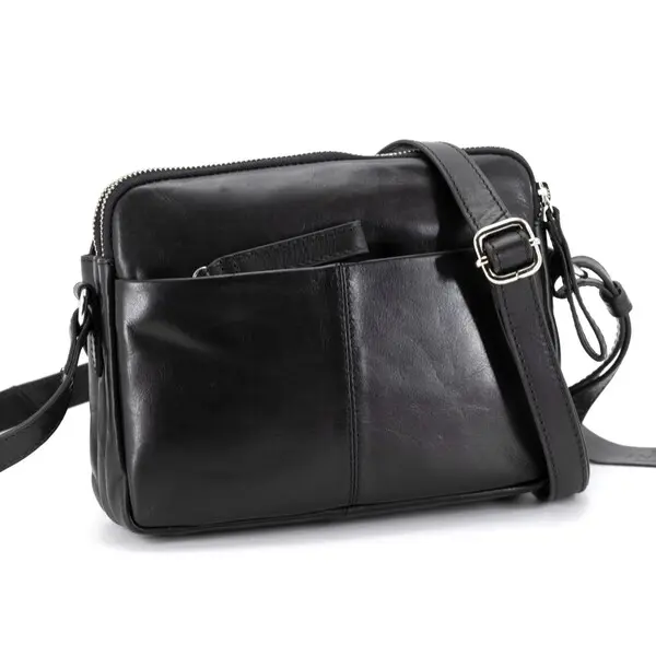 Bolso ANTONI · Bandolera mediana · Piel Bovino · Color Negro y Marrón - Imagen 3