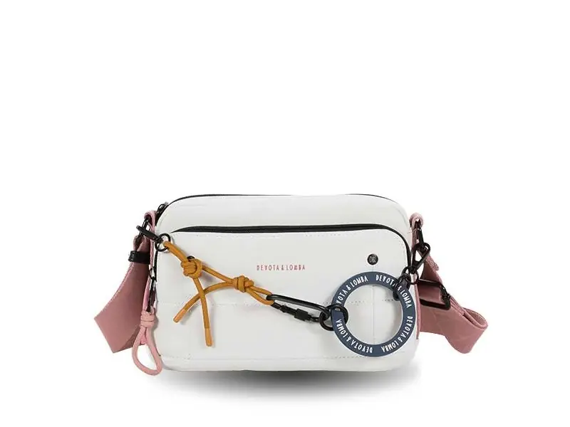 Bolso DEVOTA & LOMBA · Bandolera pequeña · Triple compartimento · Color Blanco roto y Piedra