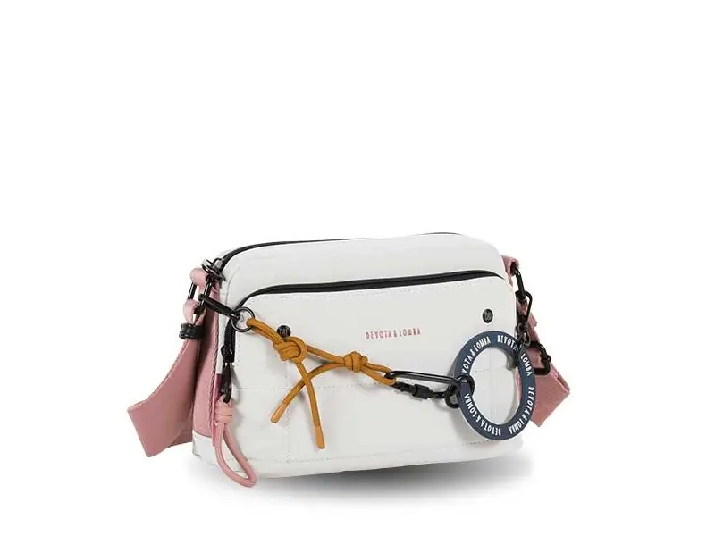 Bolso DEVOTA & LOMBA · Bandolera pequeña · Triple compartimento · Color Blanco roto y Piedra - Imagen 3
