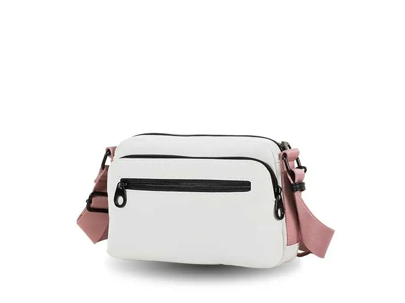 Bolso DEVOTA & LOMBA · Bandolera pequeña · Triple compartimento · Color Blanco roto y Piedra - Imagen 4