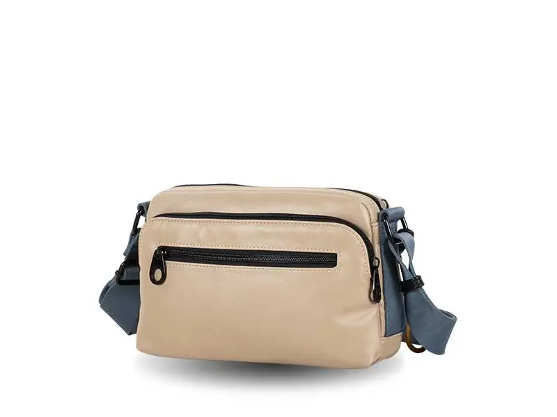 Bolso DEVOTA & LOMBA · Bandolera pequeña · Triple compartimento · Color Blanco roto y Piedra - Imagen 7