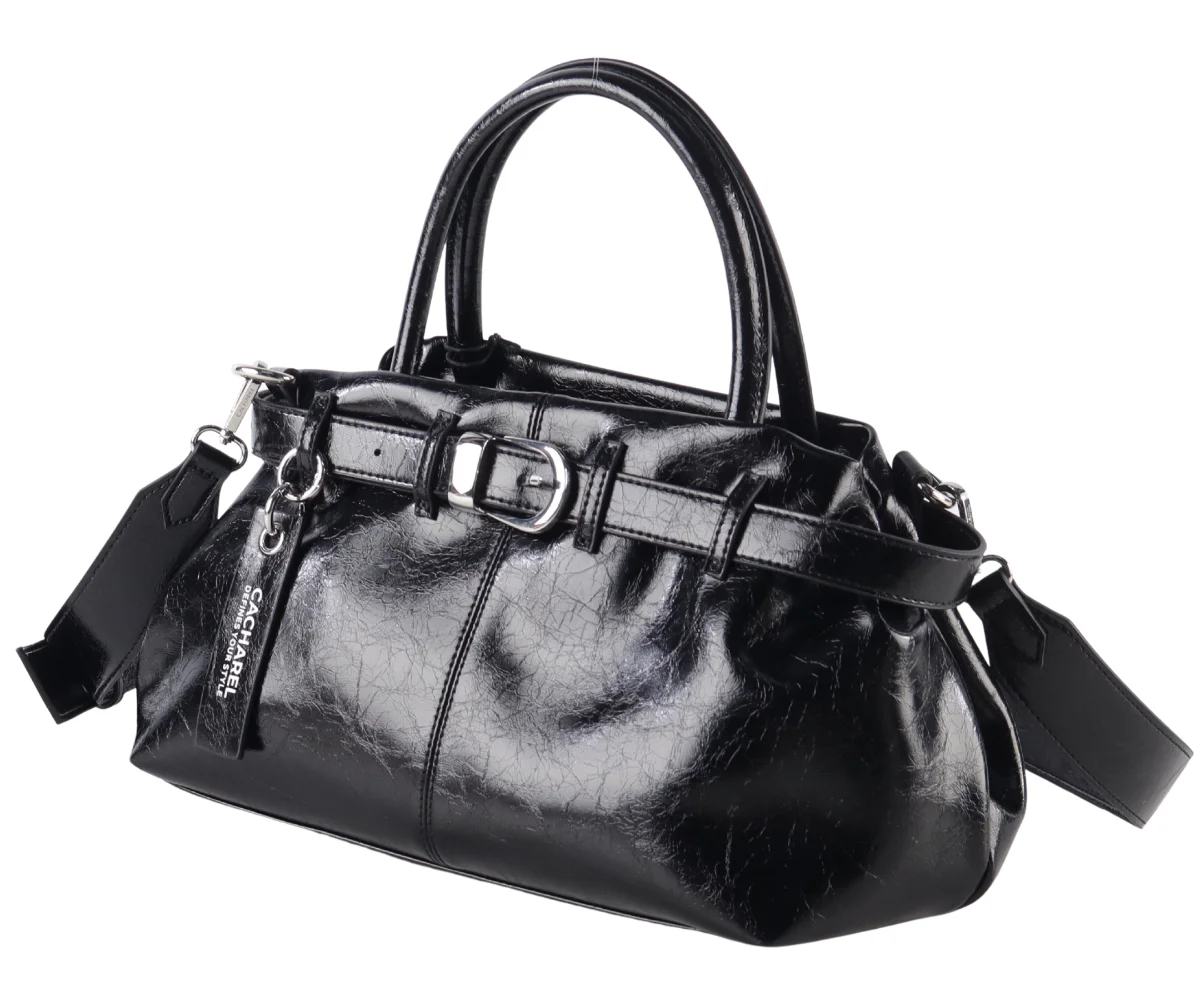 Bolso bandolera CACHAREL · Con dos asas de mano · Color Negro - Imagen 4