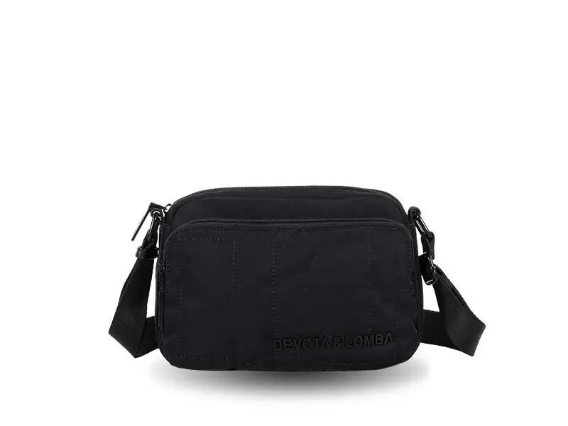 Bolso DEVOTA & LOMBA · Bandolera pequeña · Triple compartimento · Color Negro y Marrón