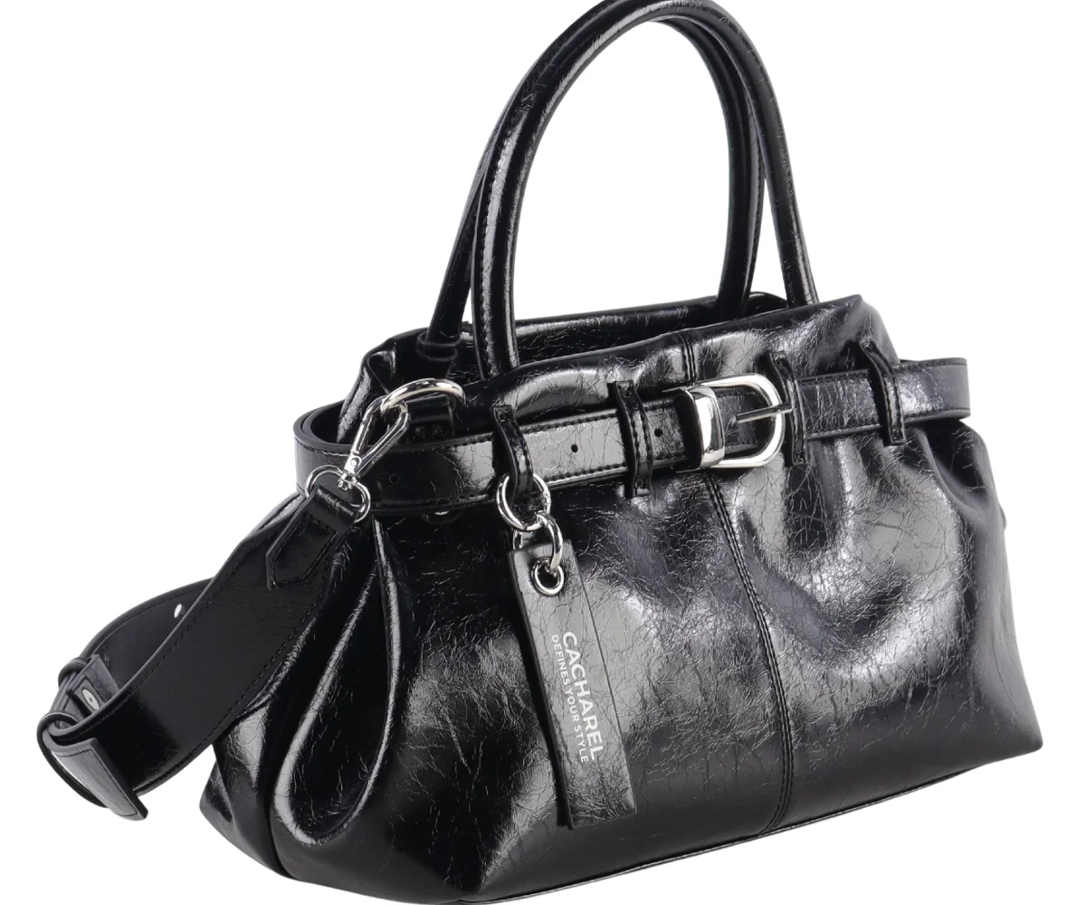 Bolso bandolera CACHAREL · Con dos asas de mano · Color Negro - Imagen 5