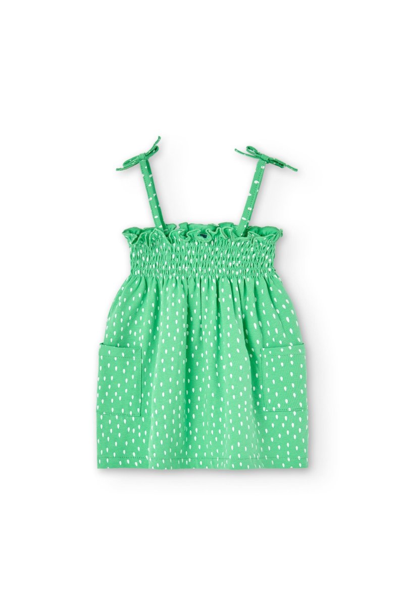 Vestido bebé niña verde con nido de abeja - Imagen 3