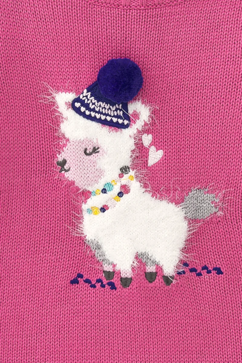 Vestido fucsia unicornio de bebé | Mangas largas de rayas - Imagen 5