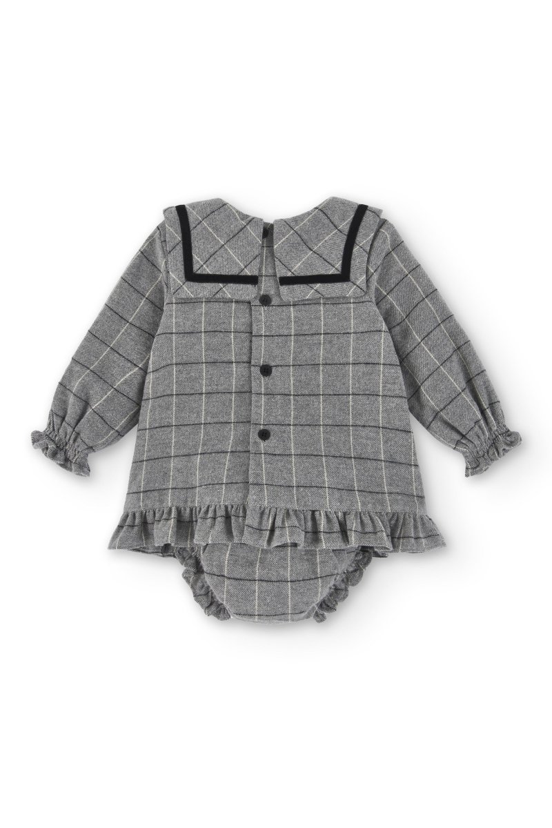 Conjunto vestido. braguita y capota de bebé cuadros vichy Cocote & Charanga - Imagen 4