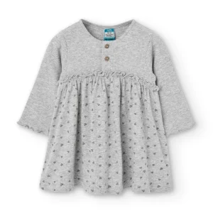 Vestido manga larga de bebé gris