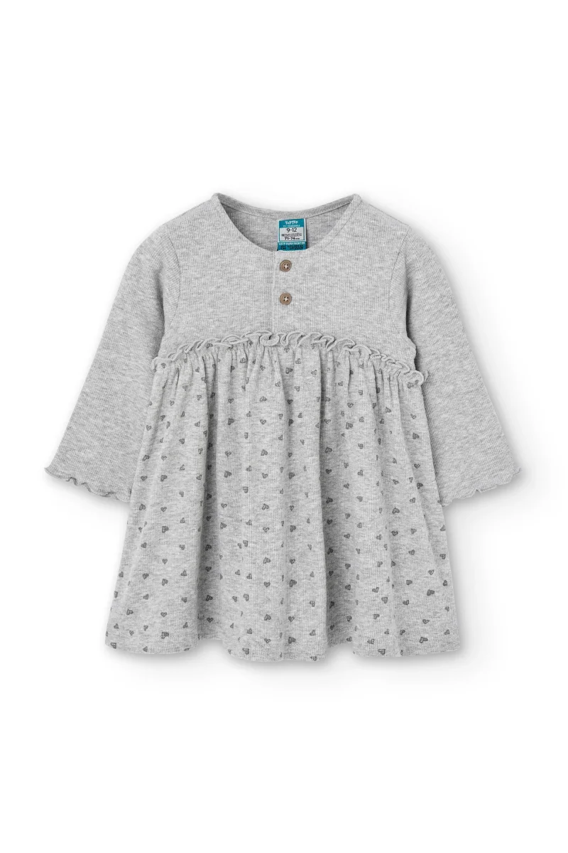 Vestido manga larga de bebé gris