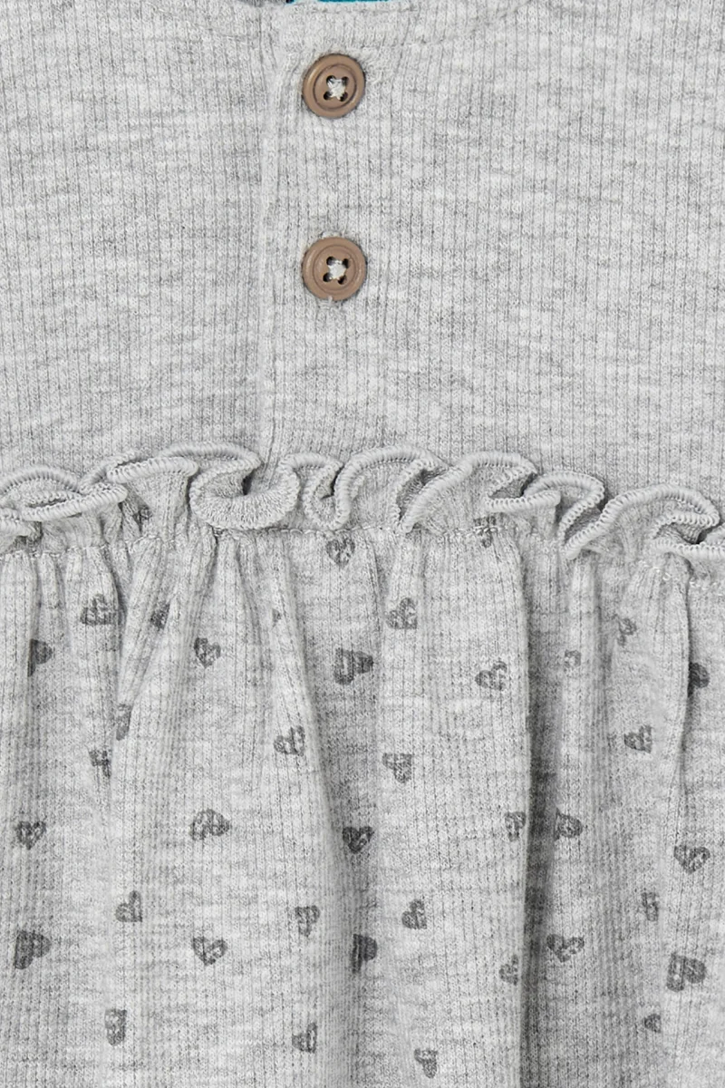 Vestido manga larga de bebé gris - Imagen 4