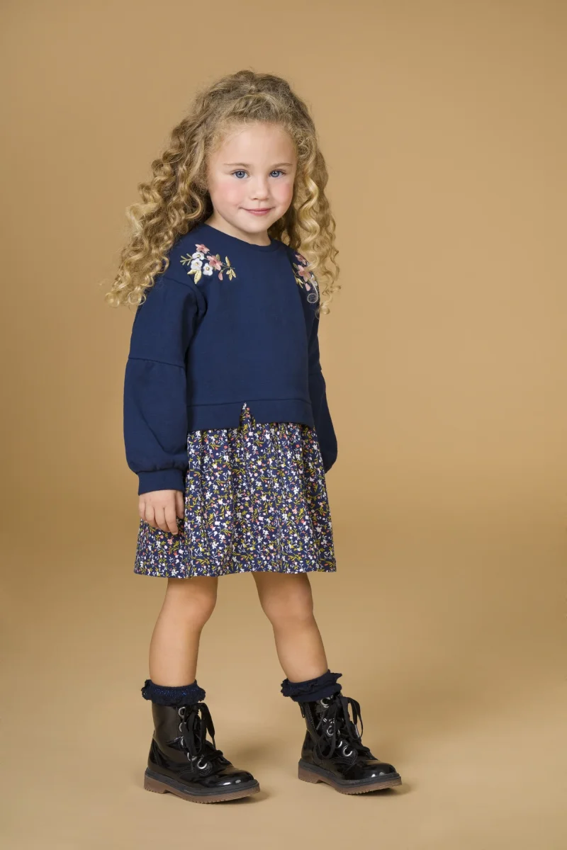 Vestido de bebé marino estampado flores - Imagen 2
