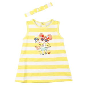 Vestido de bebé a rayas en color amarillo