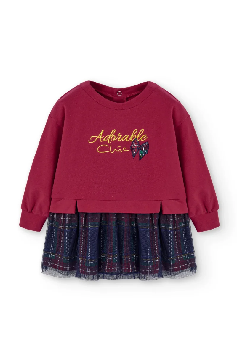 Vestido rojo manga larga para bebé niña - Imagen 3