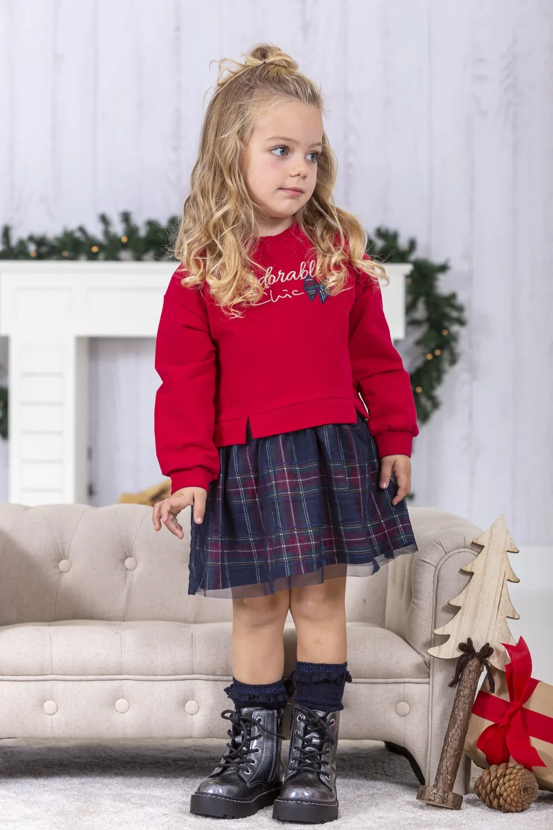 Vestido rojo manga larga para bebé niña - Imagen 4