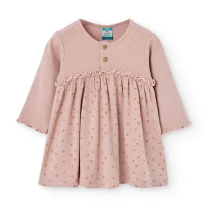 Vestido manga larga de bebé rosa