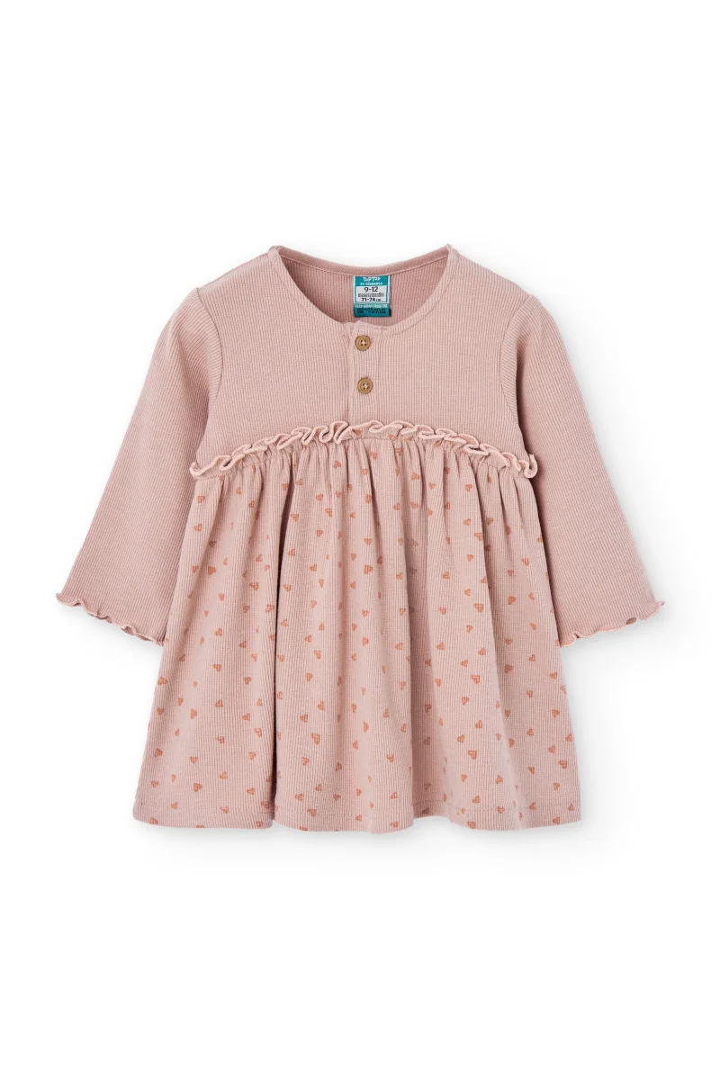 Vestido manga larga de bebé rosa - Imagen 2