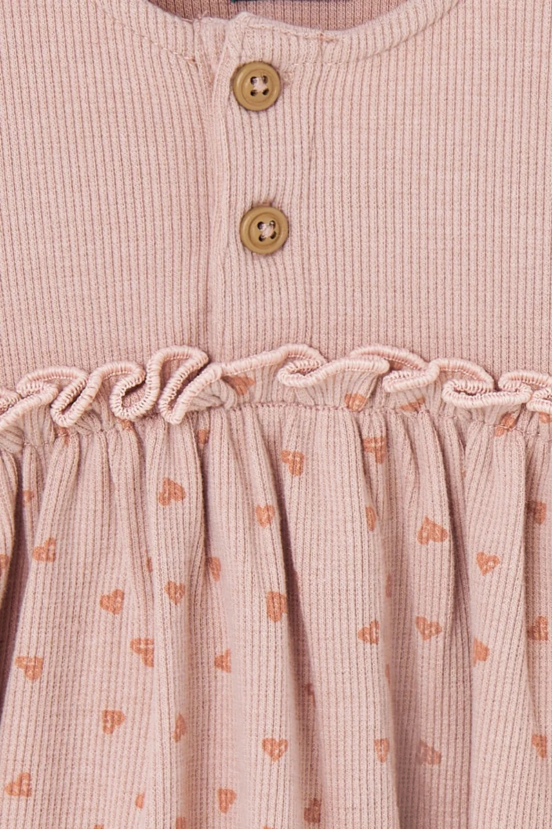 Vestido manga larga de bebé rosa - Imagen 4