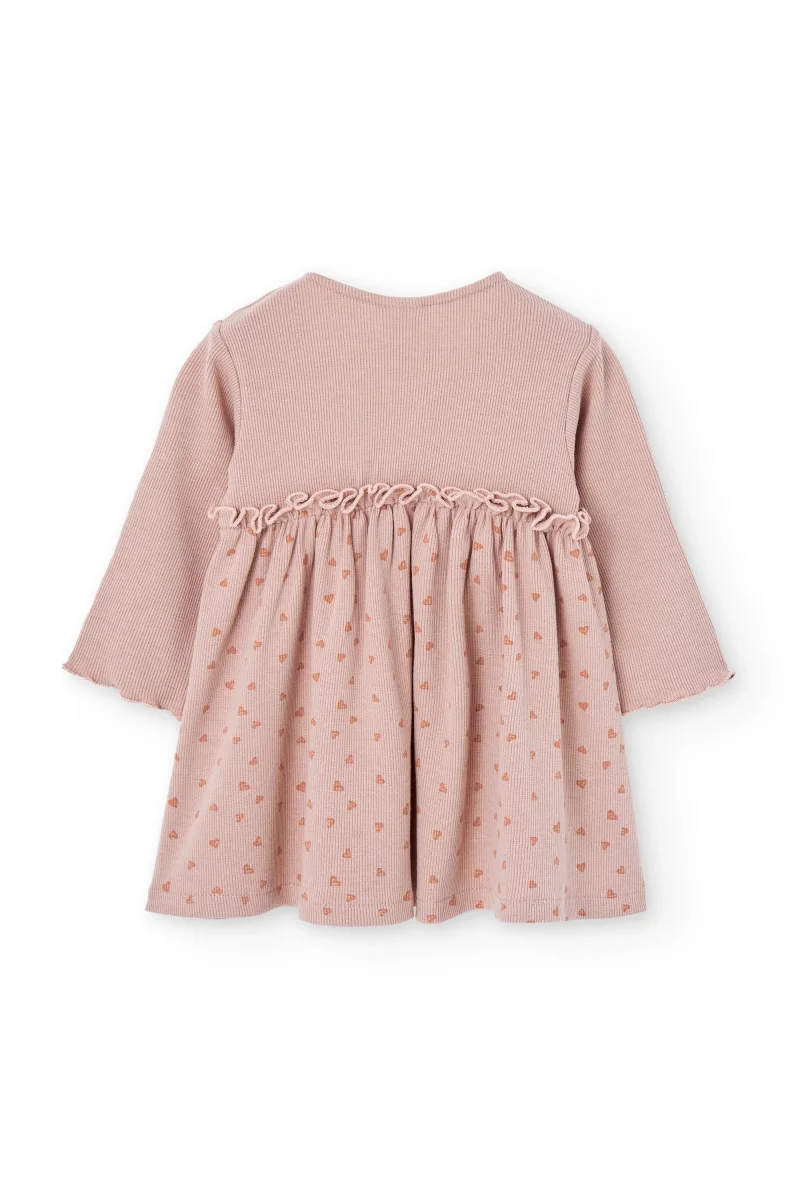 Vestido manga larga de bebé rosa - Imagen 3