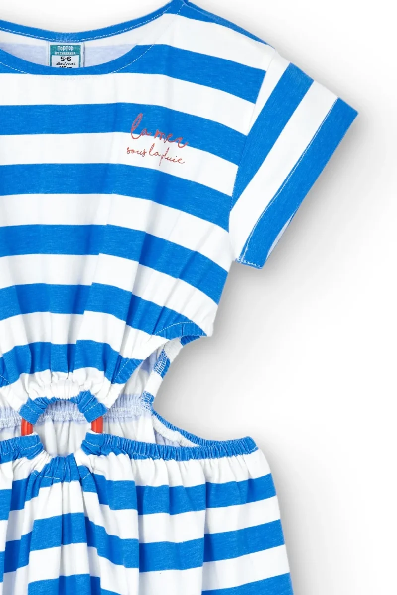 Vestido de niña azul de rayas - Imagen 6