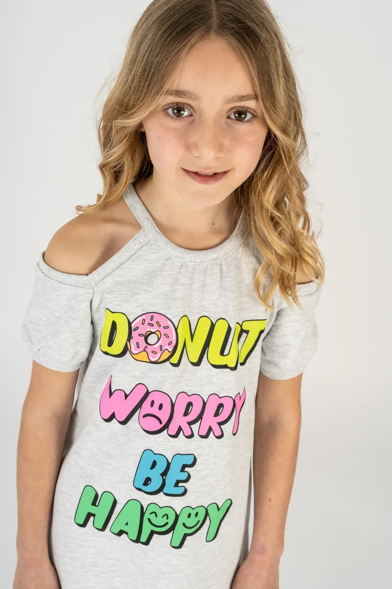 Vestido niña gris estampado - Imagen 3