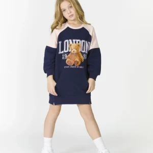 Vestido con oso de niña azul marino London