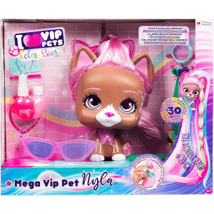 VIP PETS – Busto Mega Vip Pet Nyla – Color Boost con 40 cm de Pelazo y Más de 30 Accesorios