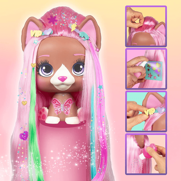 VIP PETS – Busto Mega Vip Pet Nyla – Color Boost con 40 cm de Pelazo y Más de 30 Accesorios - Imagen 5