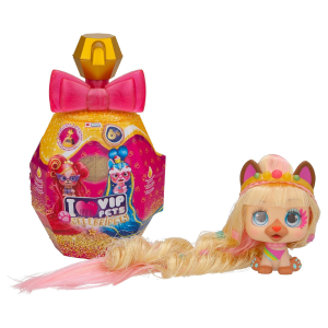 IMC TOYS – VIP Pets Celebripets Perrita Sorpresa 711938 Pelo Largo Botella Dorada
